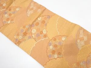 雪輪に花唐草・流水模様織り出し　名古屋帯